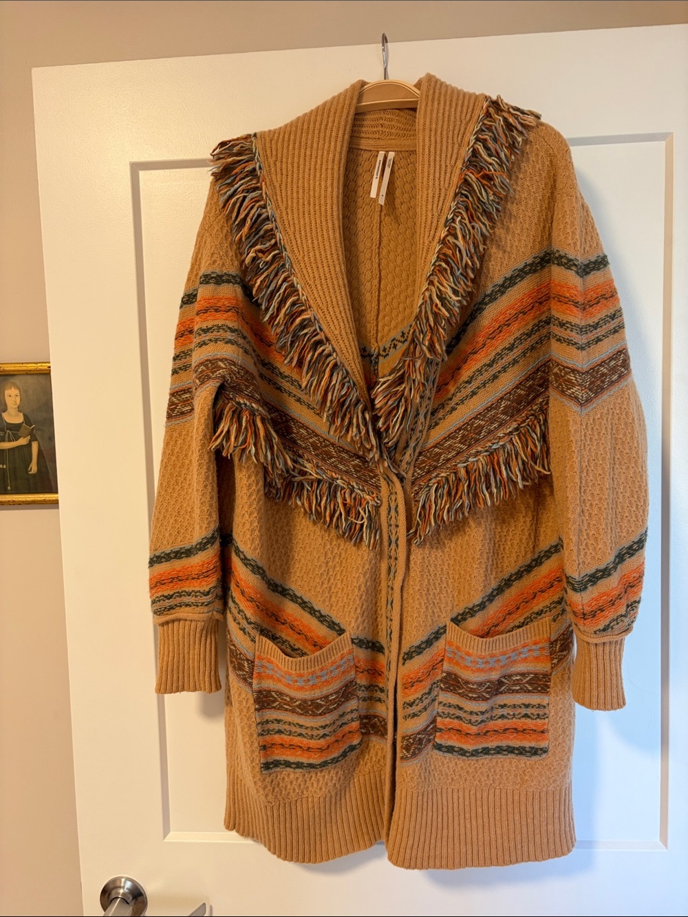 Anthropologie long fringe cardigan. - Picture 3 of 9